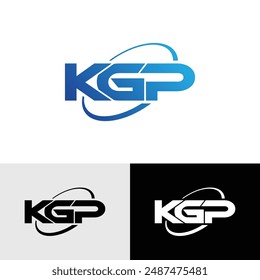 KGP 3 Letter Initial with swoosh logo design template