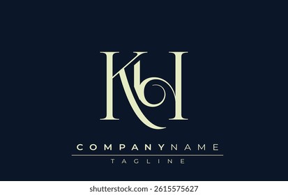 KH abstract Logo. Elegantly Designed Minimalist Monogram Logo with Stylish Lettering. Sophisticated and sleek minimalist monogram showcasing unique lettering design.