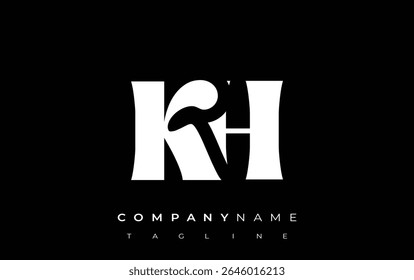KH Creative Abstract Typography Logo Design. Elegant logo combining bold typography and creative shapes, ideal for branding and identity solutions.