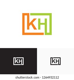 kh, hk letter initial logo design template vector