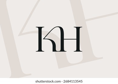 Design de ícone de logotipo de letra KH ou HK. Monograma de iniciais de luxo estilo clássico.