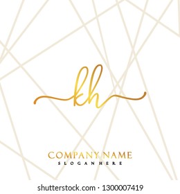 KH Initial Handwriting logo template vector