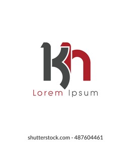 kh initial letter linked lowercase logo. k and h vector template design.