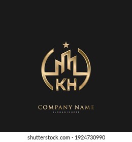 KH Initial Letter Real Estate Luxury house Logo Vector art for Business, Building, Architecture