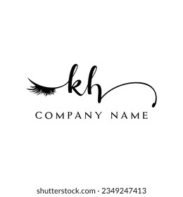 KH initial Logo lash logo eyelash vector modern