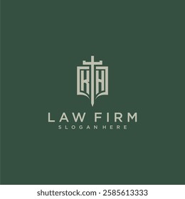 KH initial monogram for law firm with sword and shield logo image