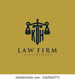 KH initial monogram for lawfirm logo with sword and scale