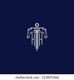 KH initial monogram logo for lawfirm with scale vector design