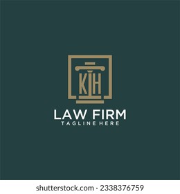 KH Initial-Monogramm-Logo für Anwälte mit Säulendesign auf kreativem Quadrat