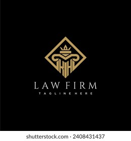 KH initial monogram logo for lawfirm with pillar in creative square design