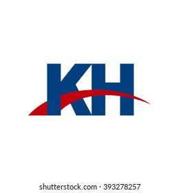 KH initial overlapping swoosh letter logo blue red