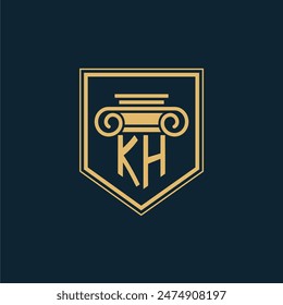 KH Initials Law Firm Logo Lawyer logo with creative law element