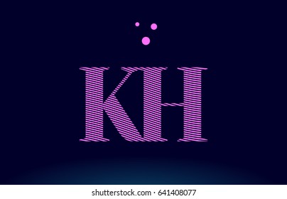 kh k h alphabet letter logo pink line stripes magenta purple blue font creative text dots company vector icon design template