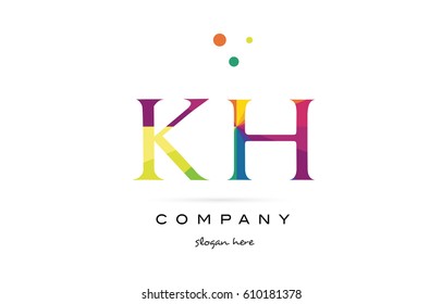 kh k h  creative rainbow colors colored alphabet company letter logo design vector icon template