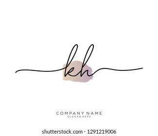 KH K H Initial handwriting logo template