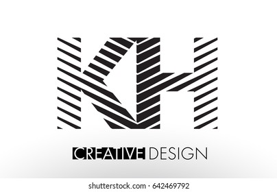 KH K H Lines Letter Design with Creative Elegant Zebra Vector Illustration.