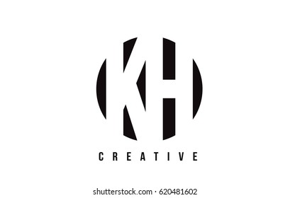 KH K H White Letter Logo Design with Circle Background Vector Illustration Template.