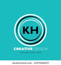 Diseño creativo del logotipo de la letra de KH. Diseño único de KH. Ilustración vectorial