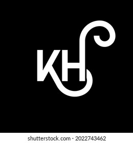 KH letter logo design on black background. KH creative initials letter logo concept. kh letter design. KH white letter design on black background. K H, k h logo