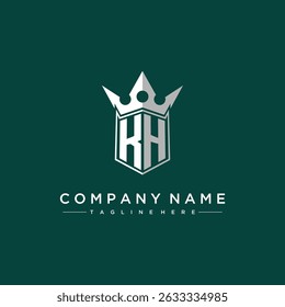 KH letter monogram initial logo for shield and crown design