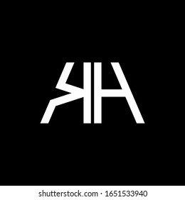 Abstraktes KH-Logo, einzeln auf schwarzem Hintergrund