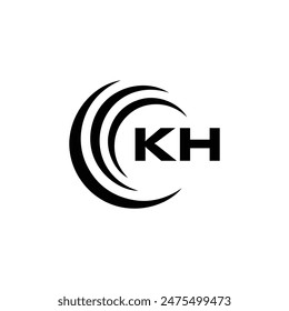 KH logo. K H design. White KH letter. KH, K H letter logo design. Initial letter KH linked circle uppercase monogram logo.