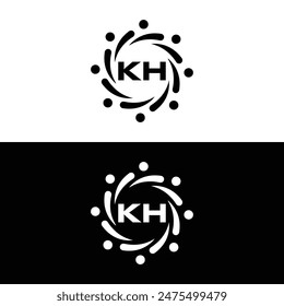 KH logo. K H design. White KH letter. KH, K H letter logo design. Initial letter KH linked circle uppercase monogram logo.