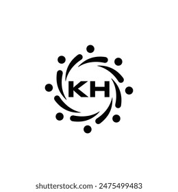 KH logo. K H design. White KH letter. KH, K H letter logo design. Initial letter KH linked circle uppercase monogram logo.