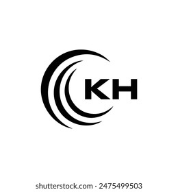 KH logo. K H design. White KH letter. KH, K H letter logo design. Initial letter KH linked circle uppercase monogram logo.