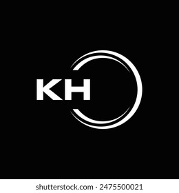 KH logo. K H design. White KH letter. KH, K H letter logo design. Initial letter KH linked circle uppercase monogram logo.