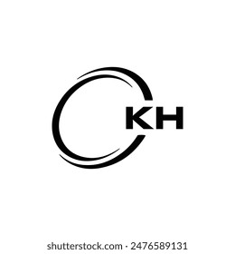 KH logo. K H design. White KH letter. KH, K H letter logo design. Initial letter KH linked circle uppercase monogram logo.