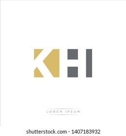 KH Logo Letter with Modern Negative space - Dark Yellow and Grey Color EPS 10