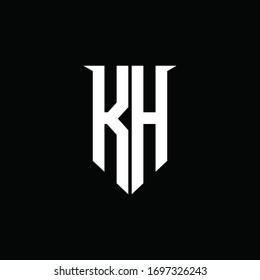 KH logo monogram with emblem shield style design template