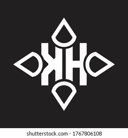 KH Logo monogram with four cone rounded by the shape design template