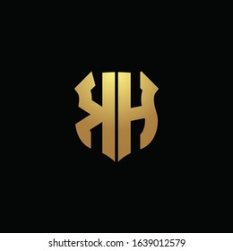 KH logo monogram with gold colors and shield shape design template
