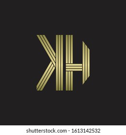 KH Logo monogram outline style linked isolated with gold colors