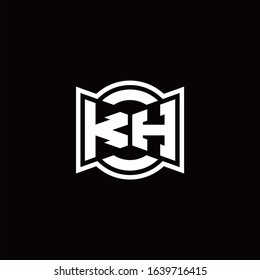 KH logo monogram with ribbon style circle rounded design template