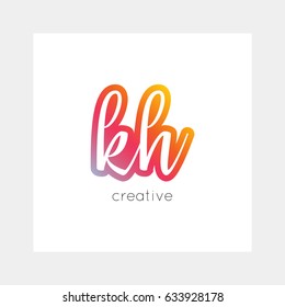 KH logo, vector. Useful as branding, app icon, alphabet combination, clip-art.