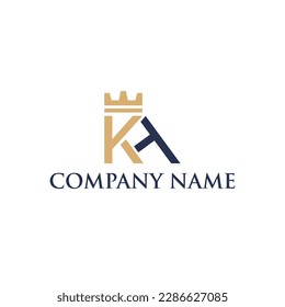 KH logotype with crown gold template for company and more.