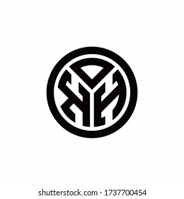 KH monogram logo with circle outline design template isolated on white background
