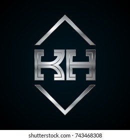 KH Monogram, Metal Logo, Silver Logo