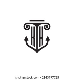 Logotipo del concepto de combinación de pilares y anclas de KH en diseño de alta calidad