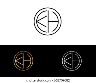 KH round circle shape initial letter logo

