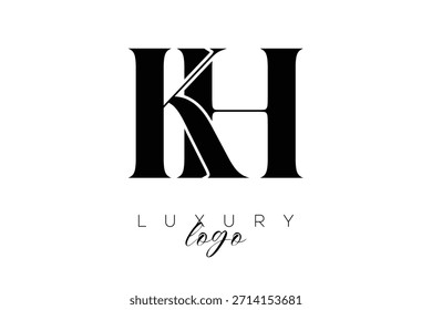 KH Serif Letter Monogram Typography Logo for Elegant Premium Branding Identity