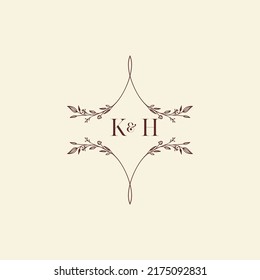 KH wedding initial logo letters in high quality professional design that will print well across any print media