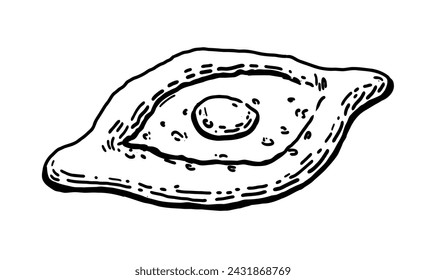Khachapuri. Dish of Georgian cuisine. Vector illustration on white background