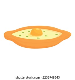 Khachapuri egg icon cartoon vector. Pastry cuisine. National food