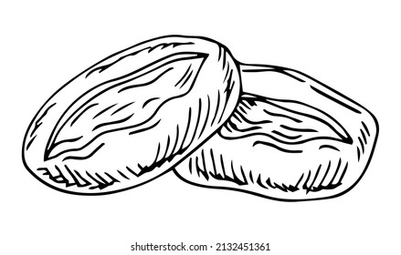 Khachapuri with egg, national food of Georgia. Sketch scratch board imitation. Black and white. Engraving vector illustration.