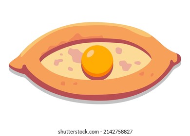Khachapuri georgian traditional food vector cartoon illustration isolated on a white background.