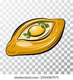 Khachapuri hand drawing vector illustration. Isolated on transparent background. Vector illustration.